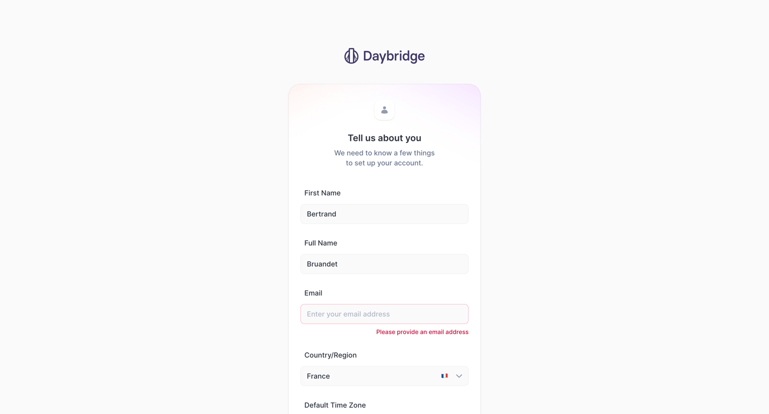 Daybridge screen