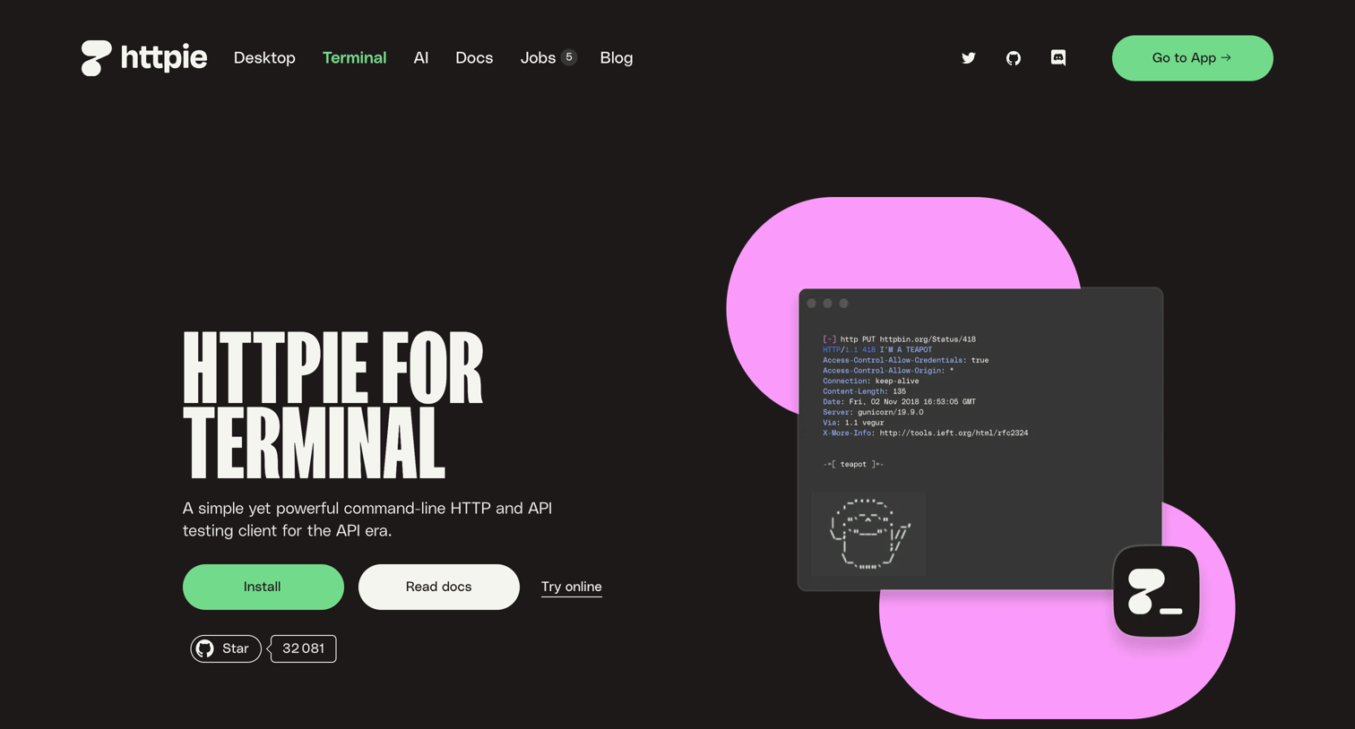 Httpie - HTTPie CLI HTTP | API testing client screen