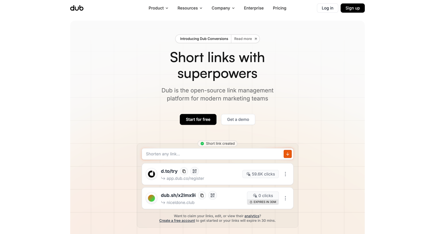Dub - Dub.co - Link Management for Modern Marketing Teams screen