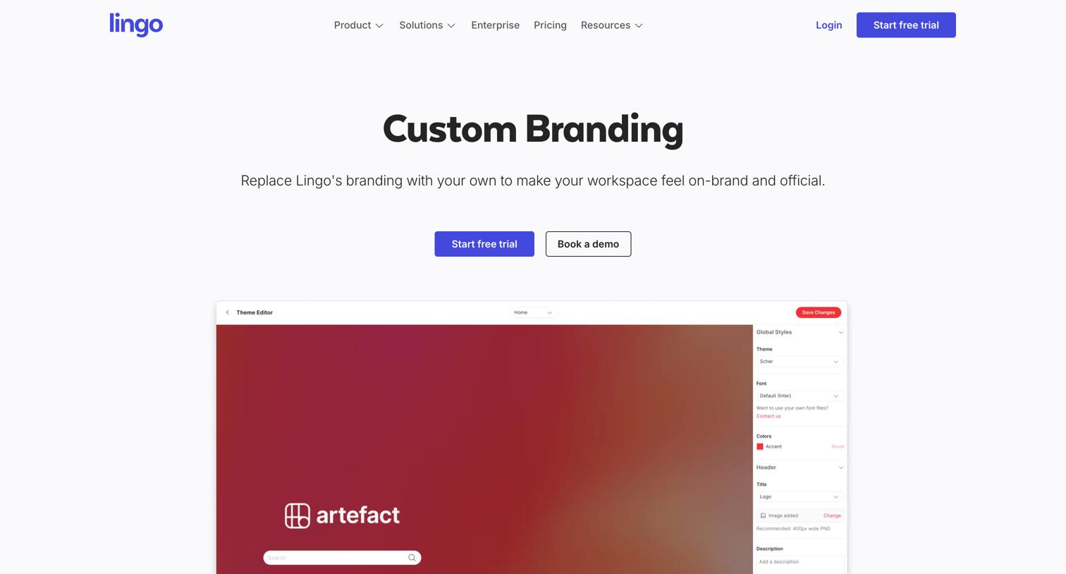 Lingo - Custom Branding for Your Digital Brand Guidelines Lingo screen