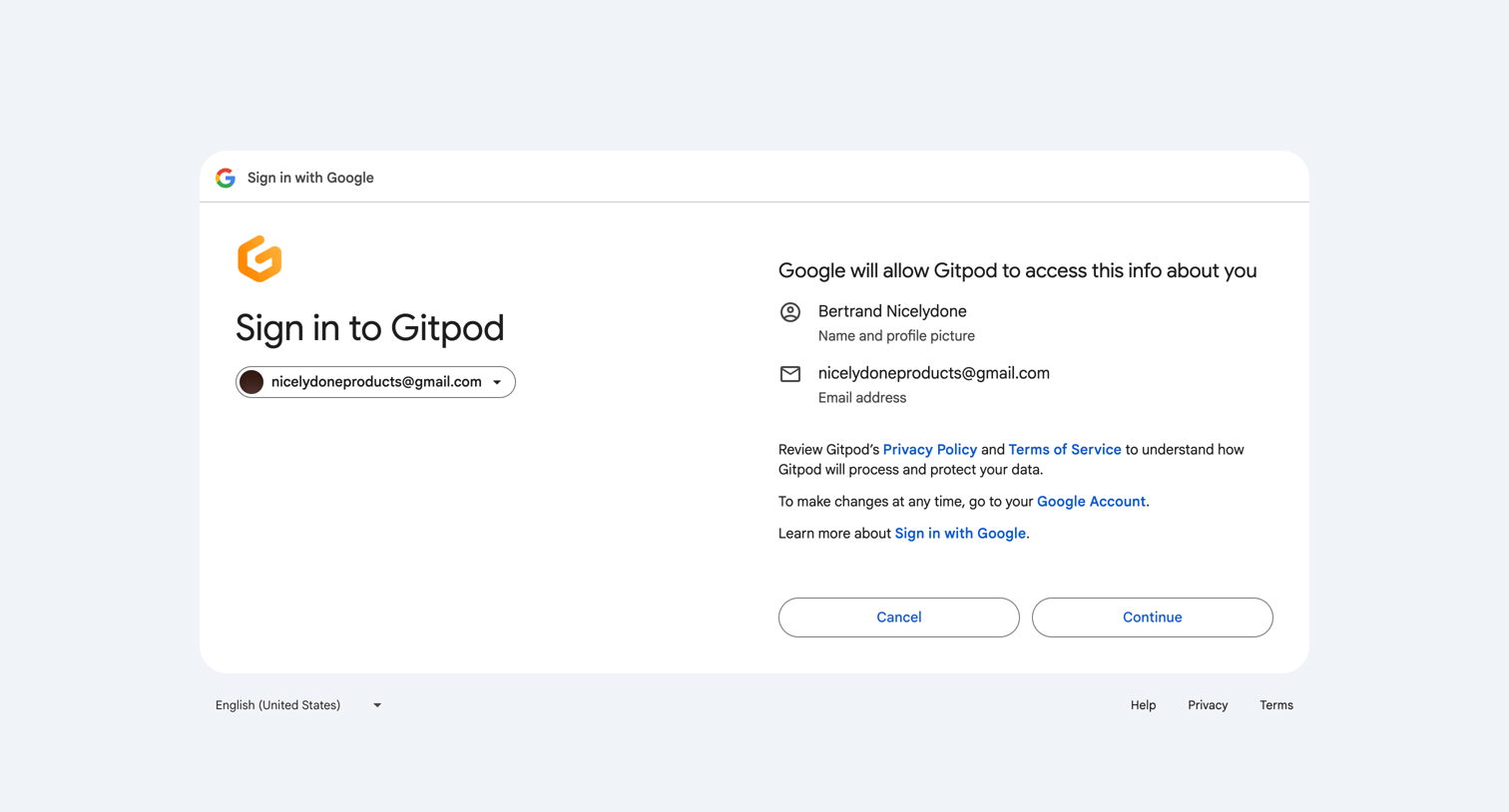Ona - Sign in - Google Accounts screen