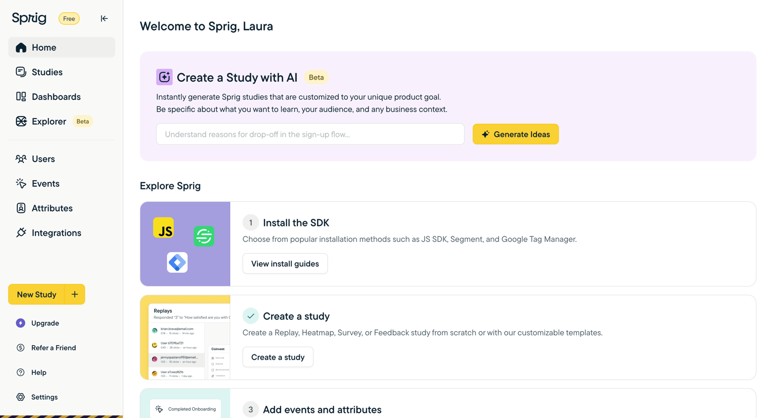 Sprig - Sprig | User Insights Platform for Teams Building Better Product E screen