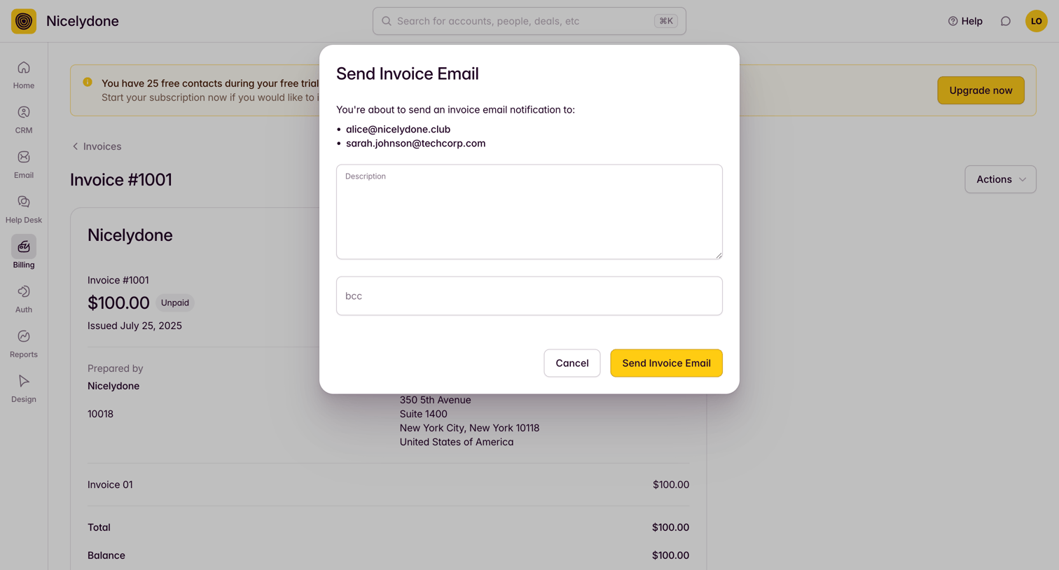 Outseta - View Invoice screen