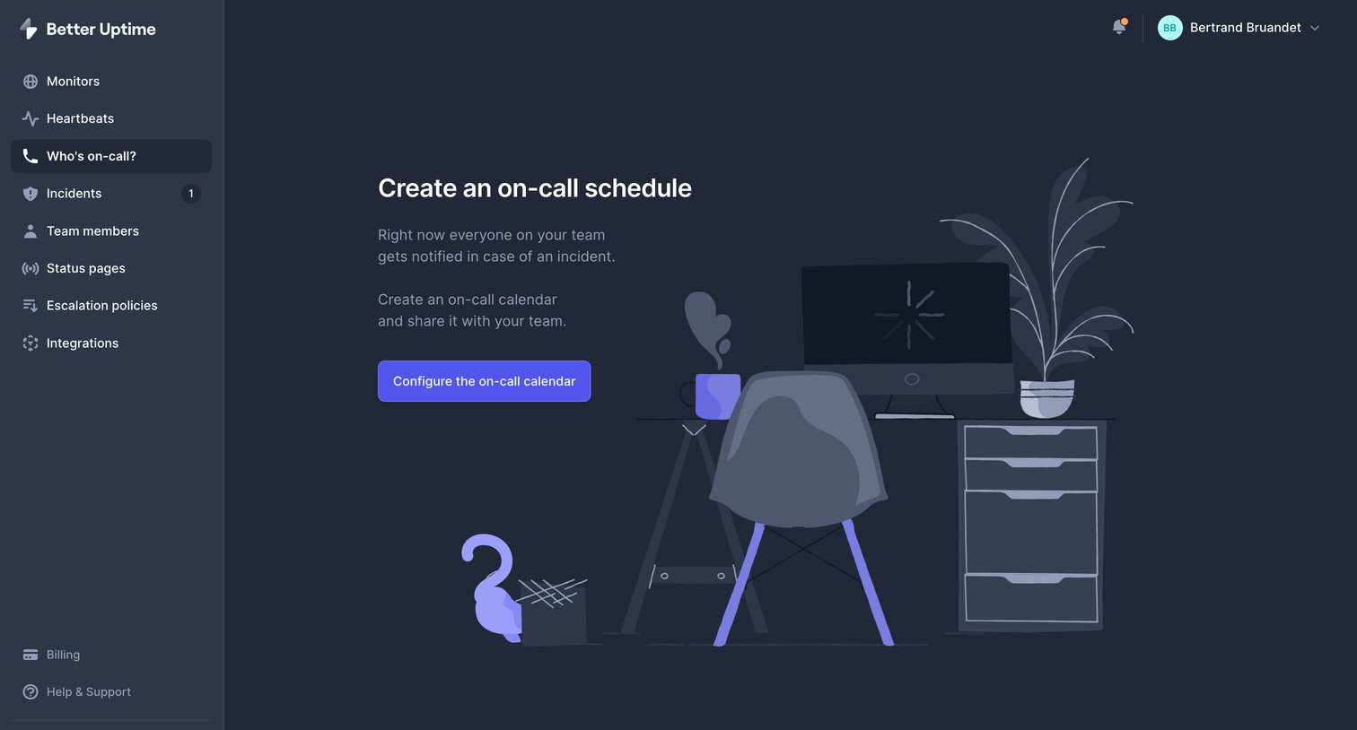 Better Stack - Whos on-call | Better Uptime screen
