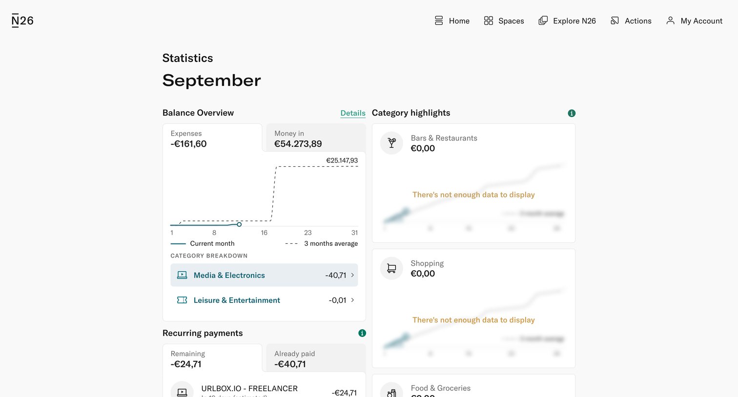 N26 - Statistics — N26 screen