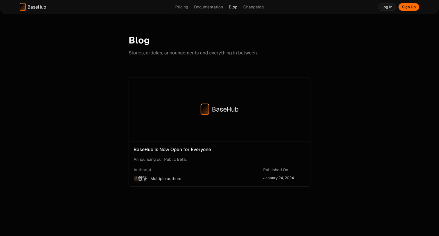 Basehub - Blog — BaseHub screen
