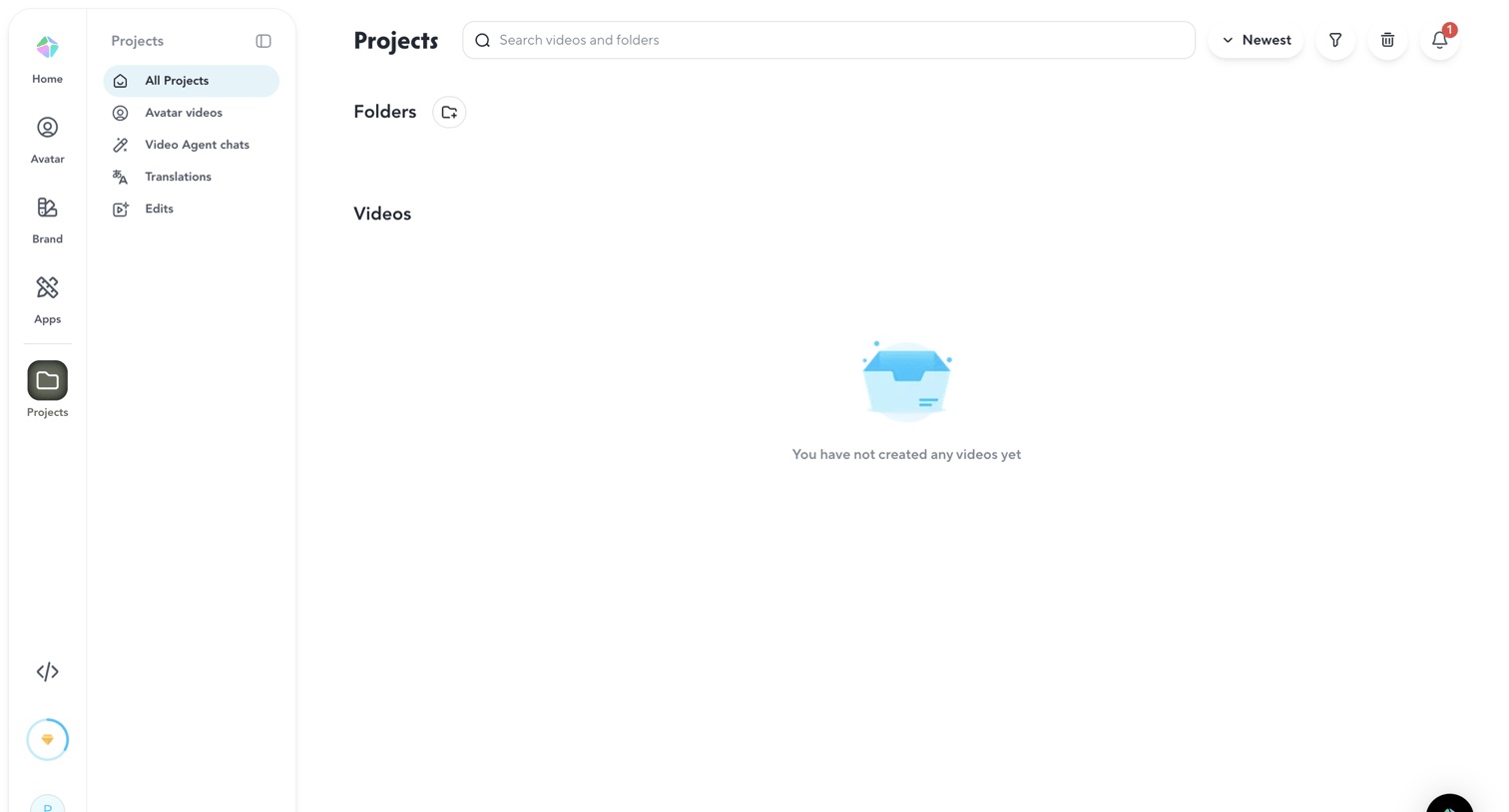 HeyGen - HeyGen - Projects screen