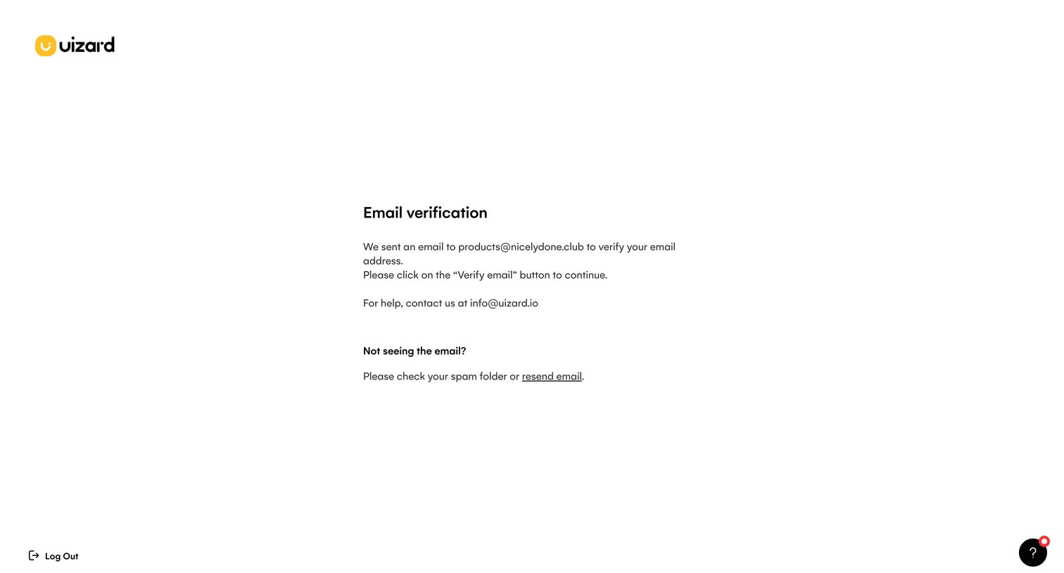 Uizard - Verify email – Uizard screen