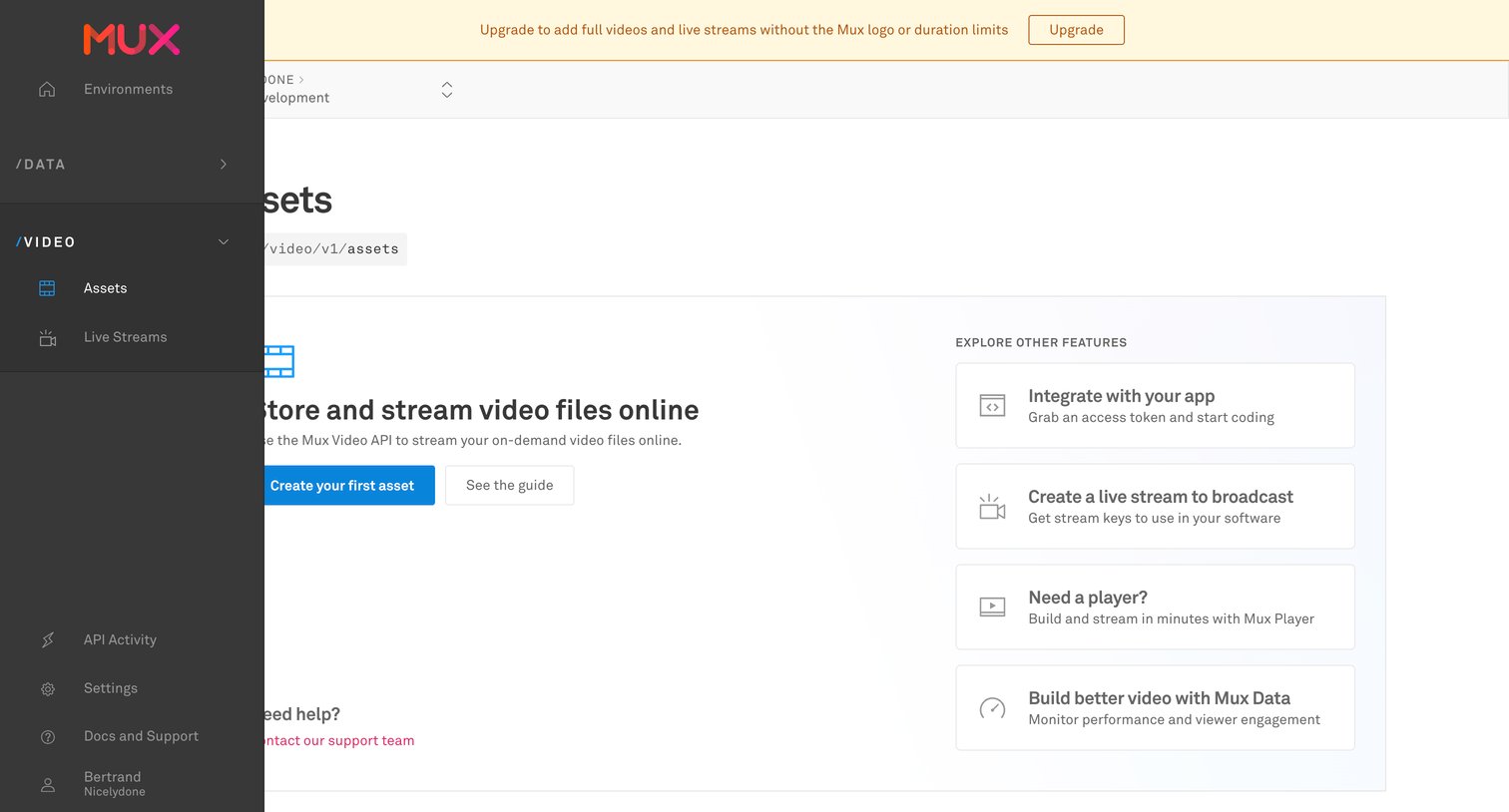 Mux - Video | Assets Mux screen