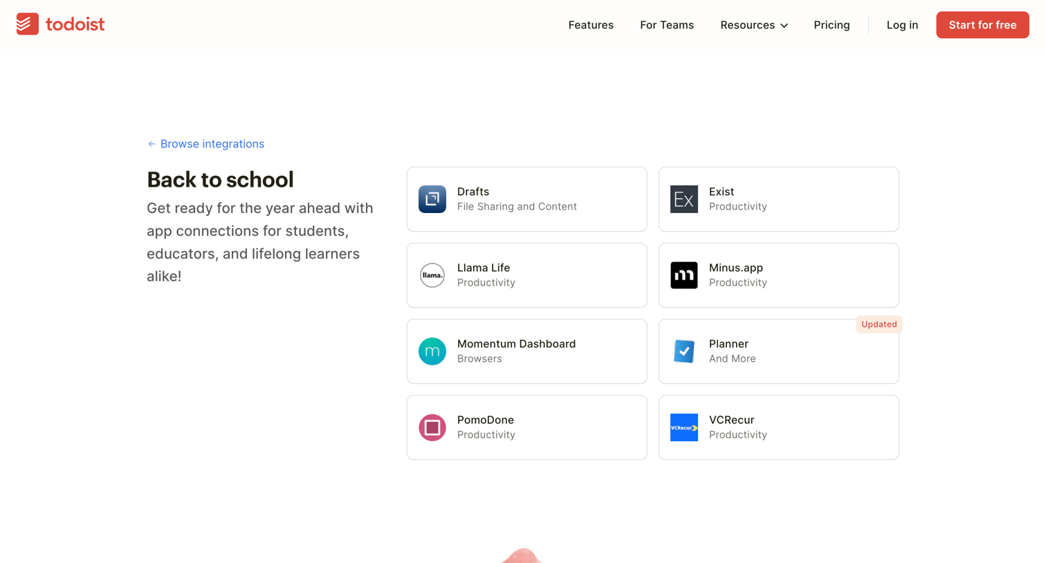 Todoist - Integrations | Todoist screen