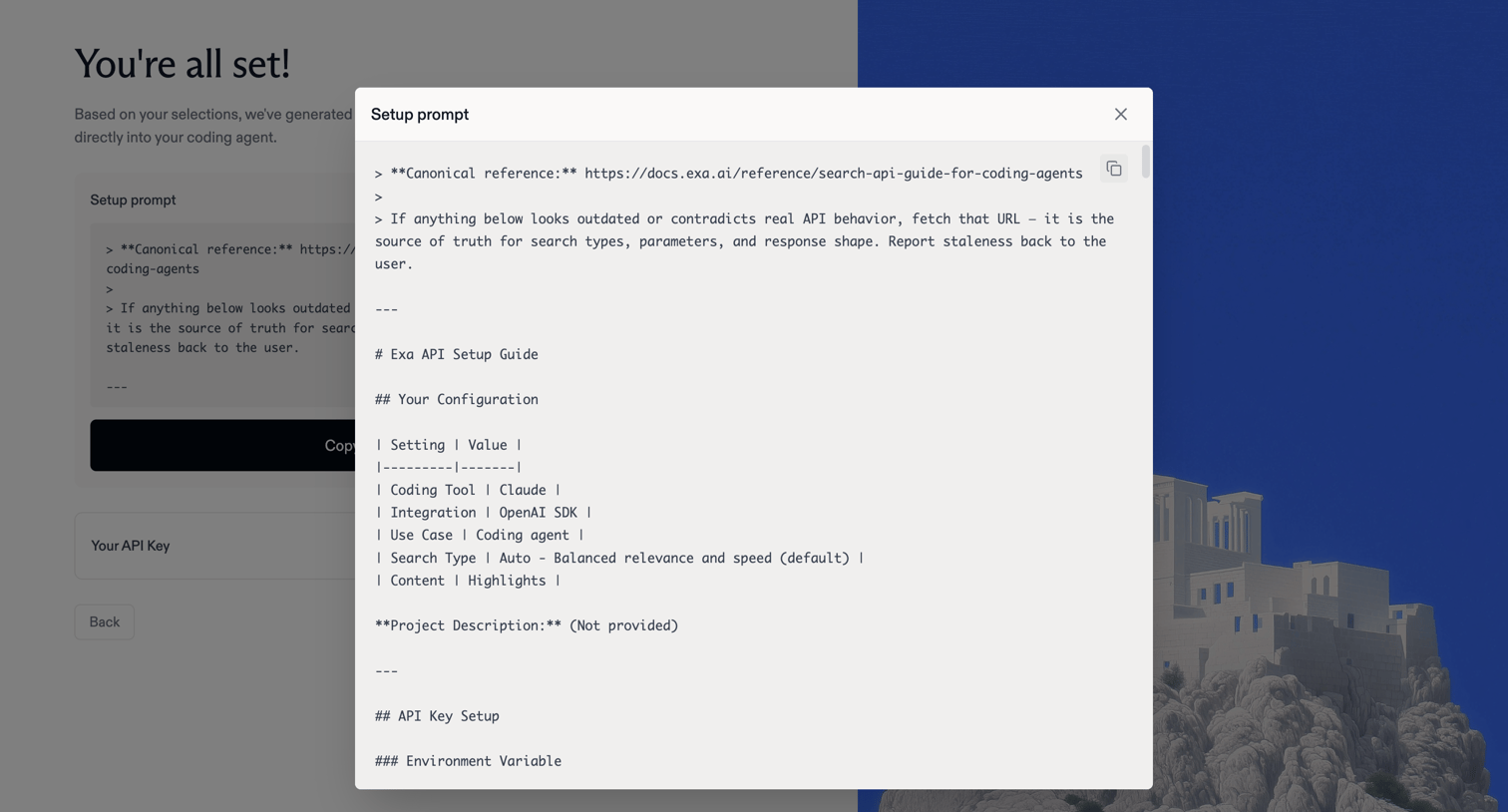 Exa - Get Started | Exa screen