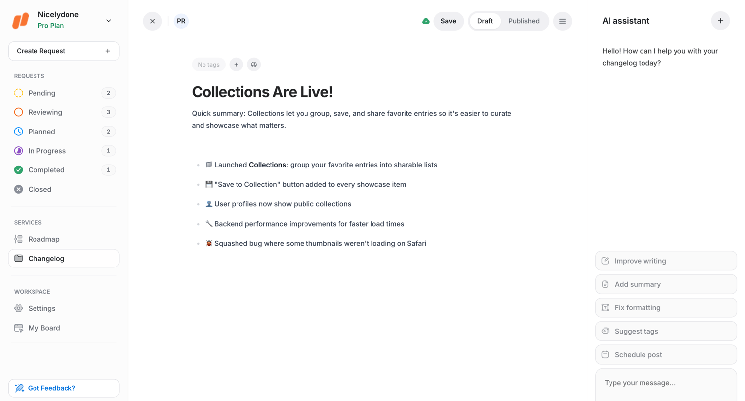 UserJot - Changelog | UserJot screen