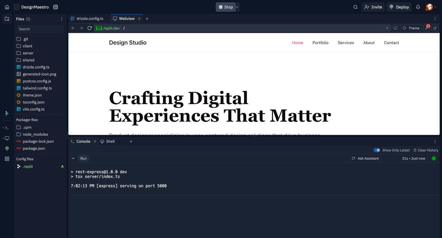 Replit - DesignMaestro - Replit screen
