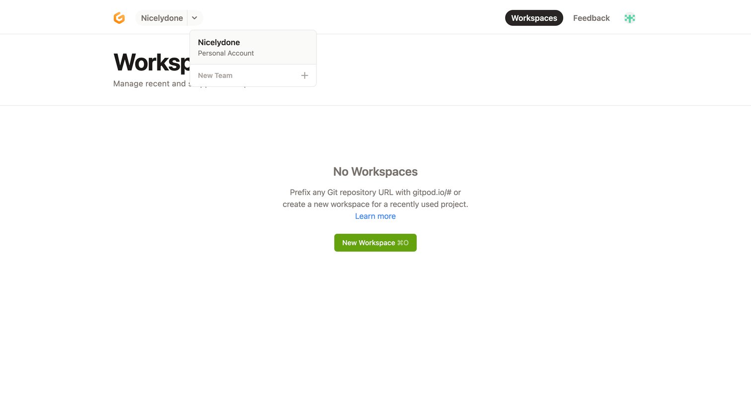 Workspaces — Gitpod from Gitpod
