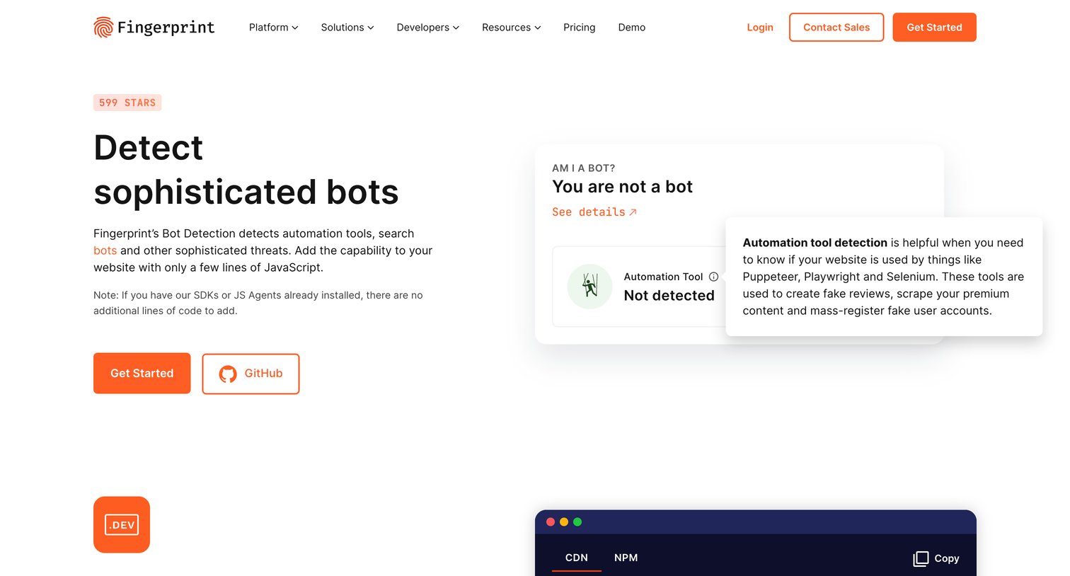 Fingerprint - Open-source JavaScript Bot Detection Library screen