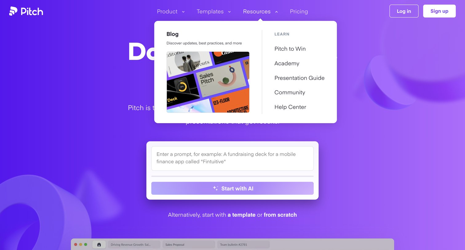 Pitch - Presentation software for fast-moving teams | Pitch screen