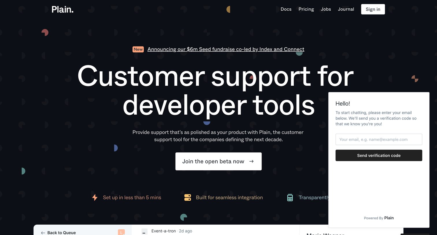 Plain - Plain - Customer support for modern tools screen