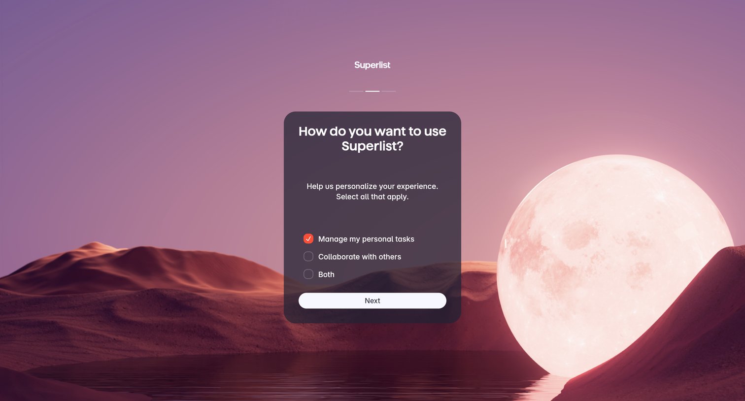 Superlist screen