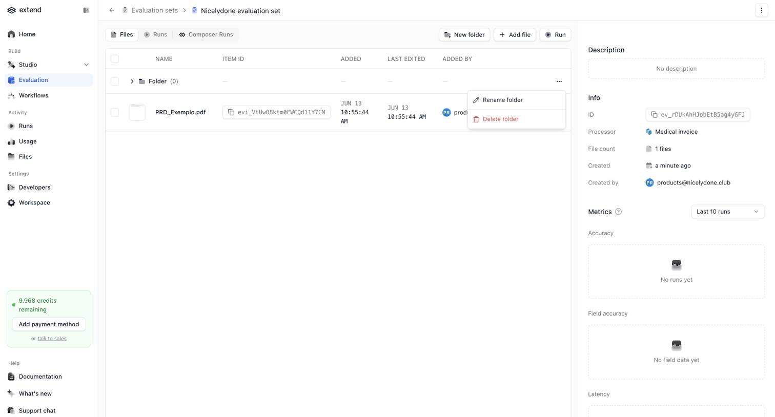 Extend - Nicelydone evaluation set | extend screen