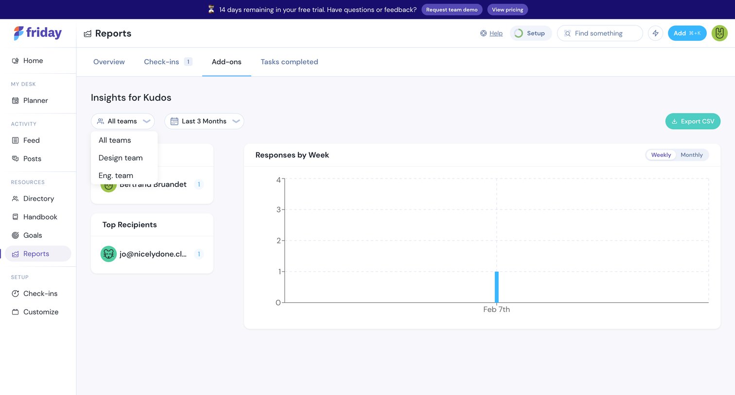 Friday - Reports screen
