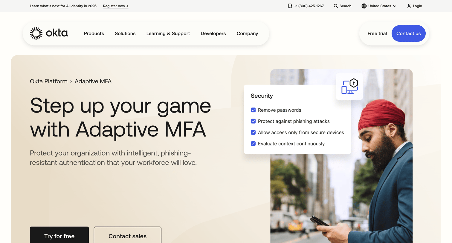 Okta - Multi-Factor Authentication (MFA) Solutions Okta screen