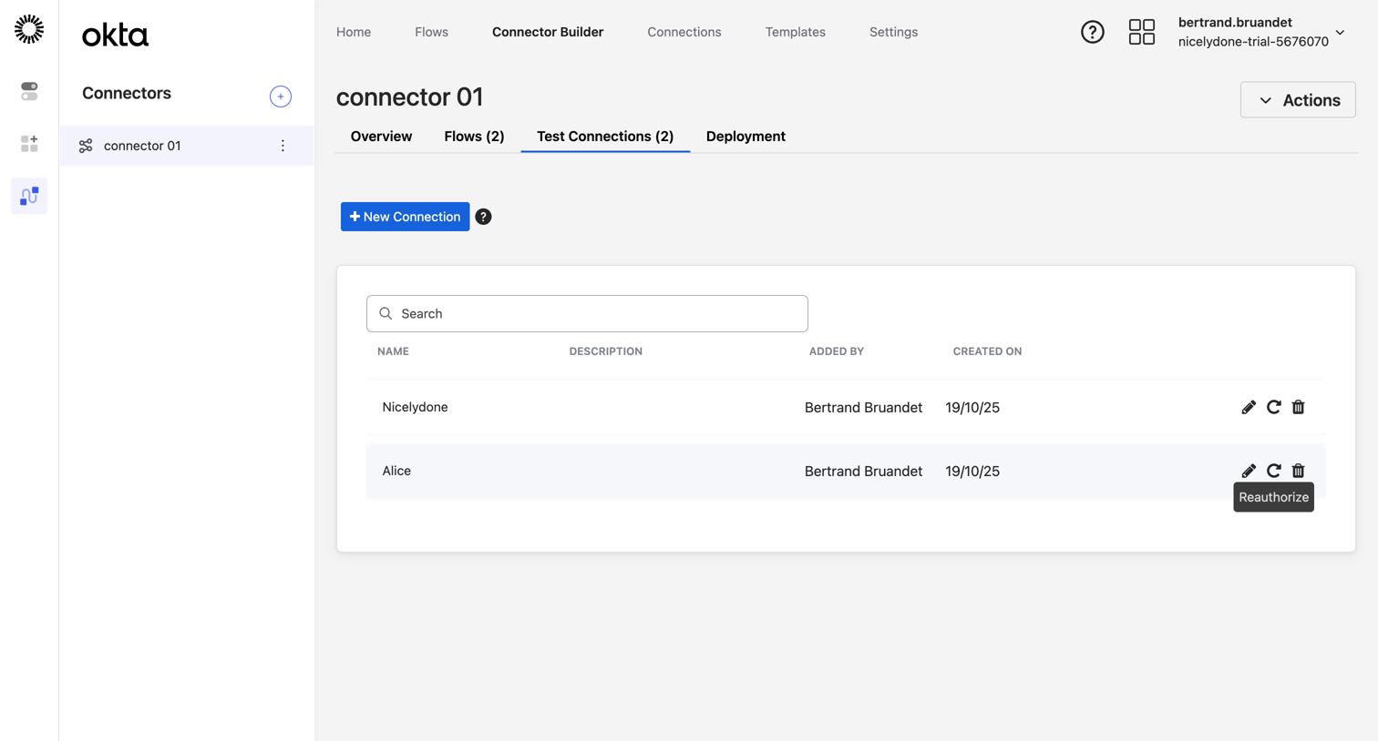Okta - connector 01 | Okta screen