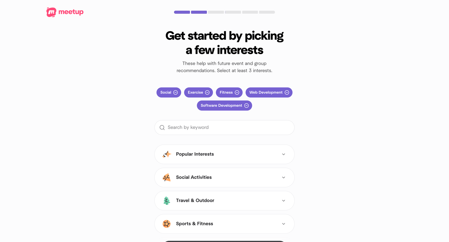 Meetup - Welcome | Meetup screen