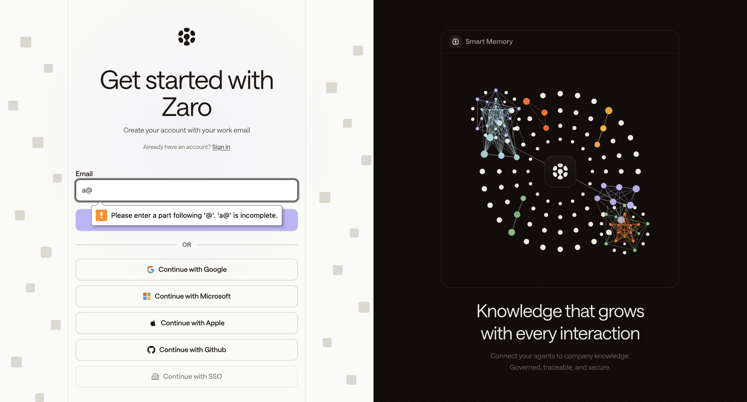 Zaro - Zaro - The Context Layer for Enterprise AI screen