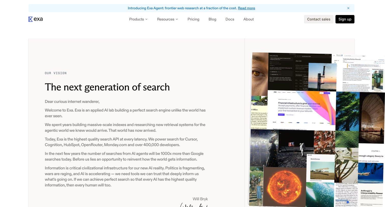 Exa - Exa The Search Engine for Developers & Custom AI Search Solution screen