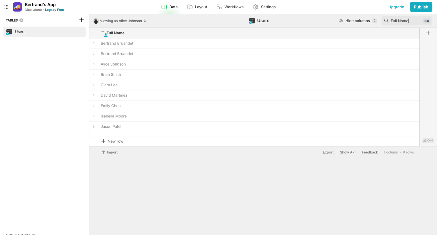 Glide - Bertrand's App · Glide screen