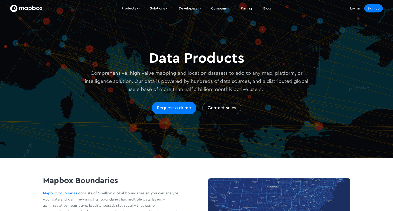 Mapbox - Data Products | Mapbox screen