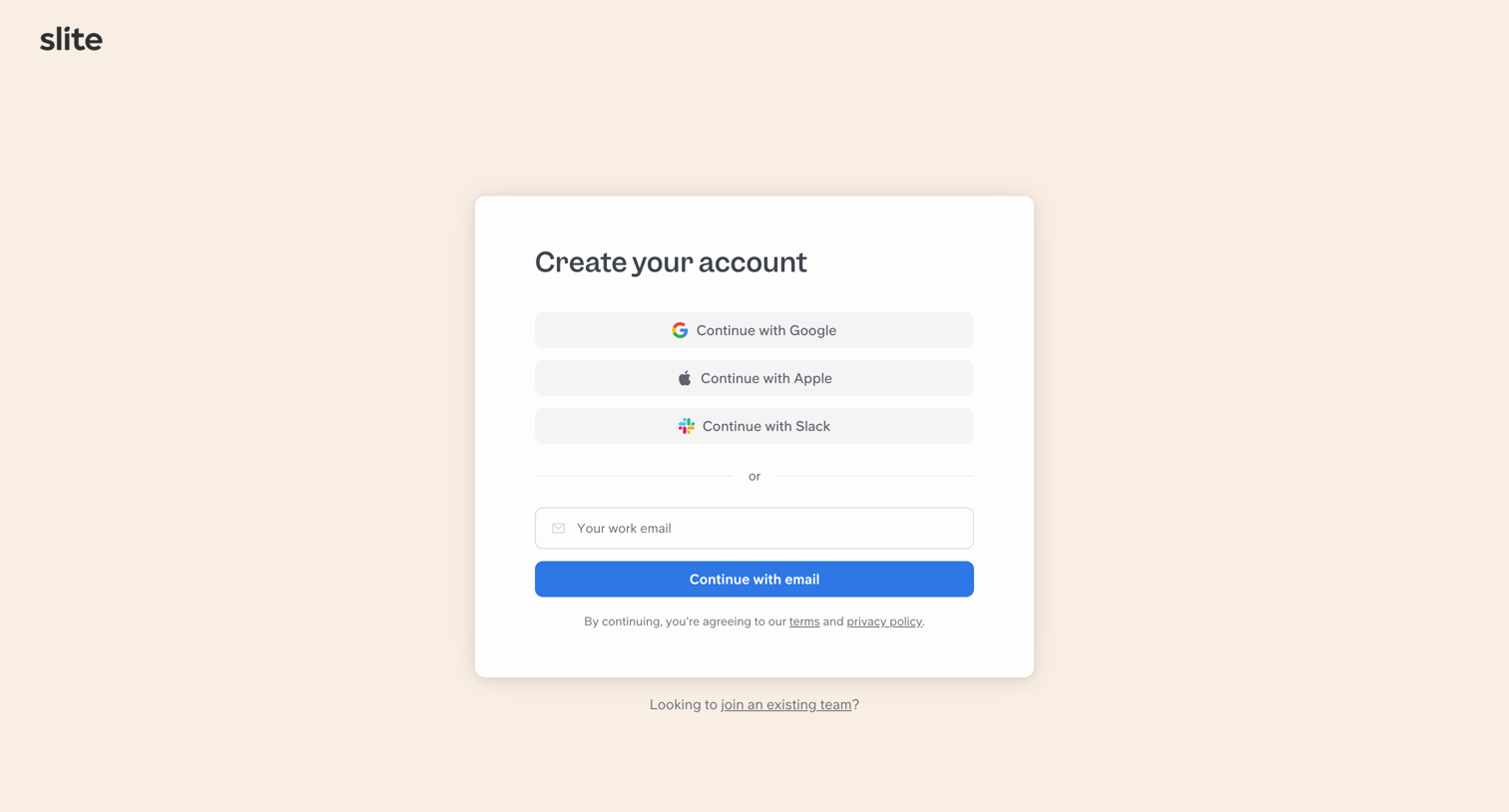 Slite - Get started | Slite screen