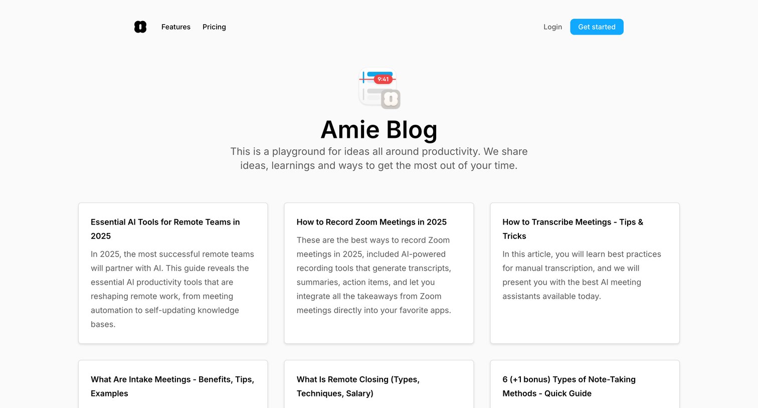 Amie - Amie - Blog screen