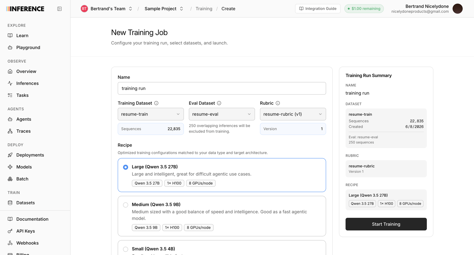 Inference - Observability | inference.net screen
