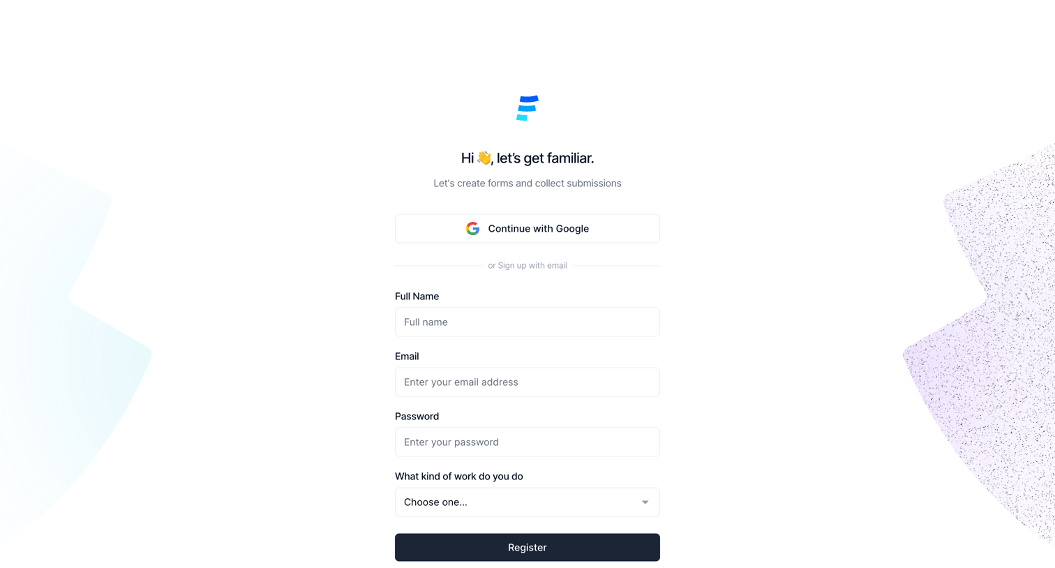Formcarry - Register - Formcarry screen