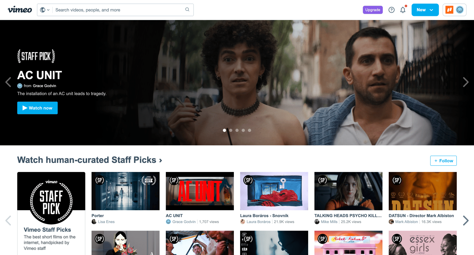 Vimeo - Watch free videos | Upload HD and 4k videos with no ads screen