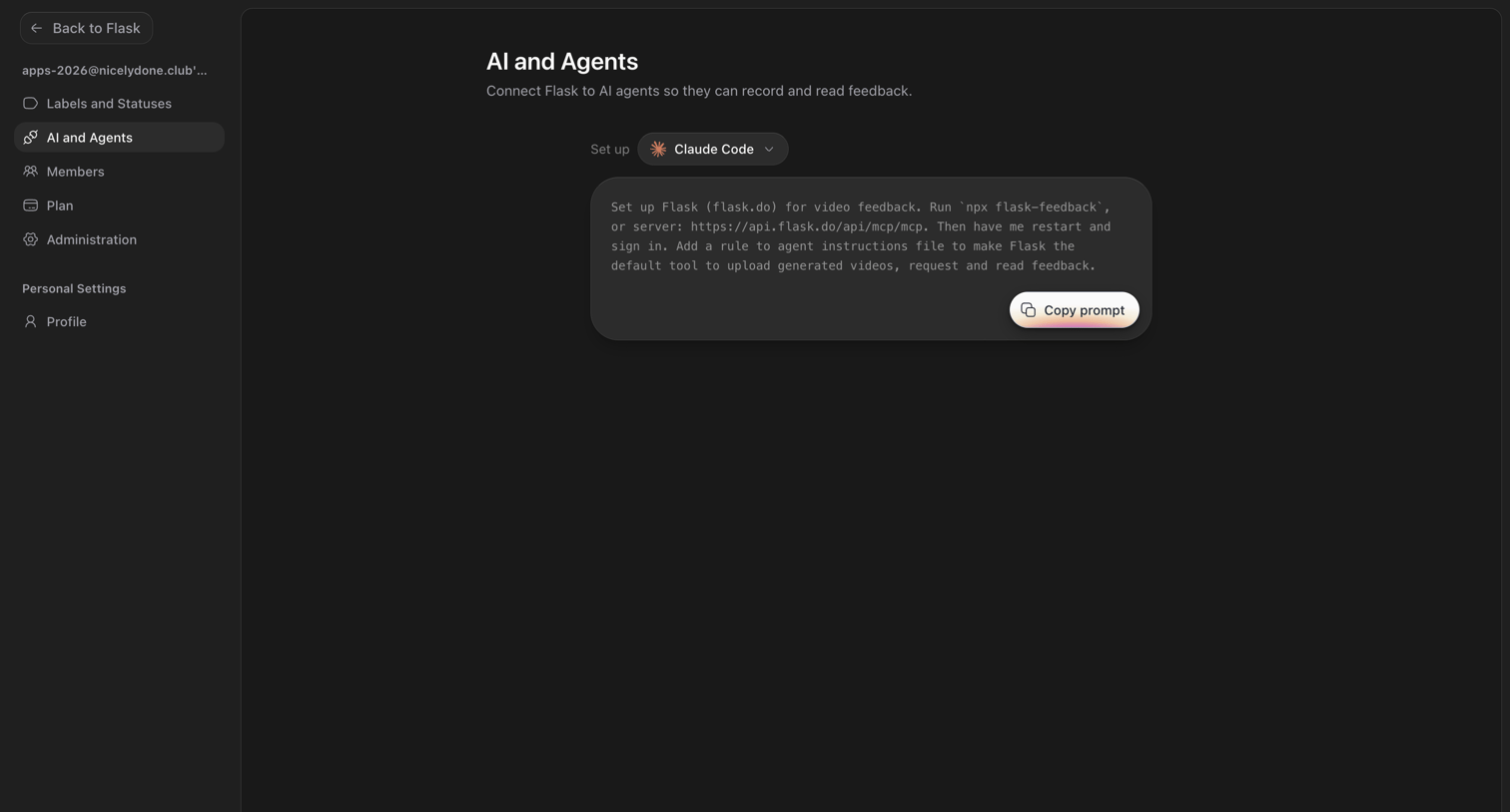 Flask screen