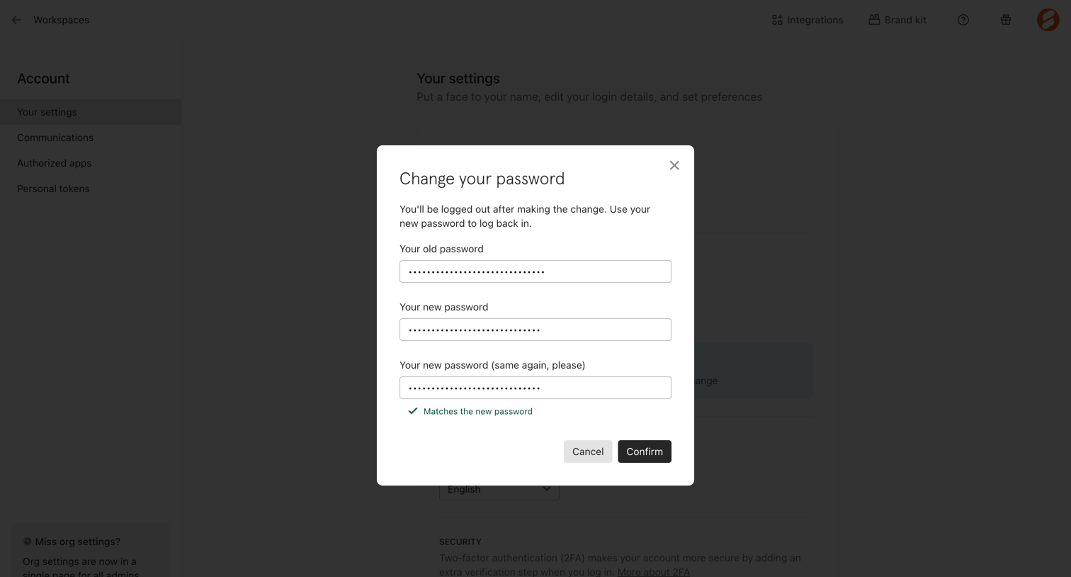 Typeform - Typeform - Account screen