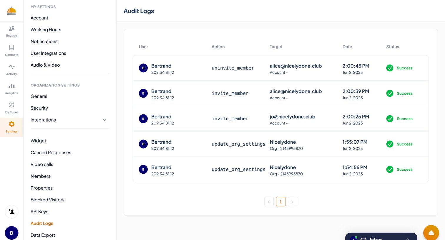 ServiceBell - ServiceBell - Settings screen