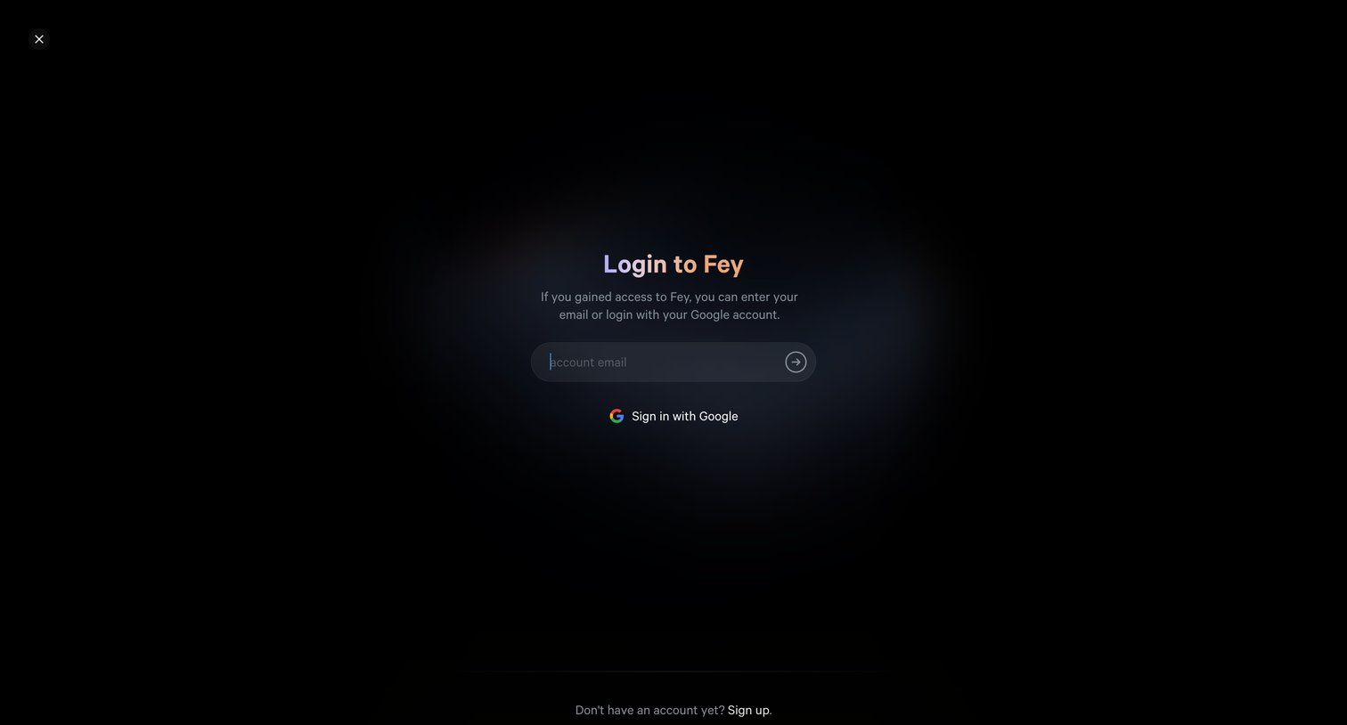Fey - Login screen