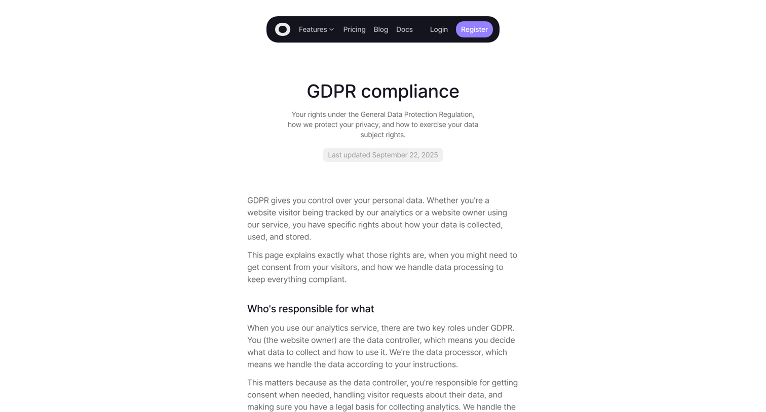 Visitors - GDPR compliance - Visitors screen