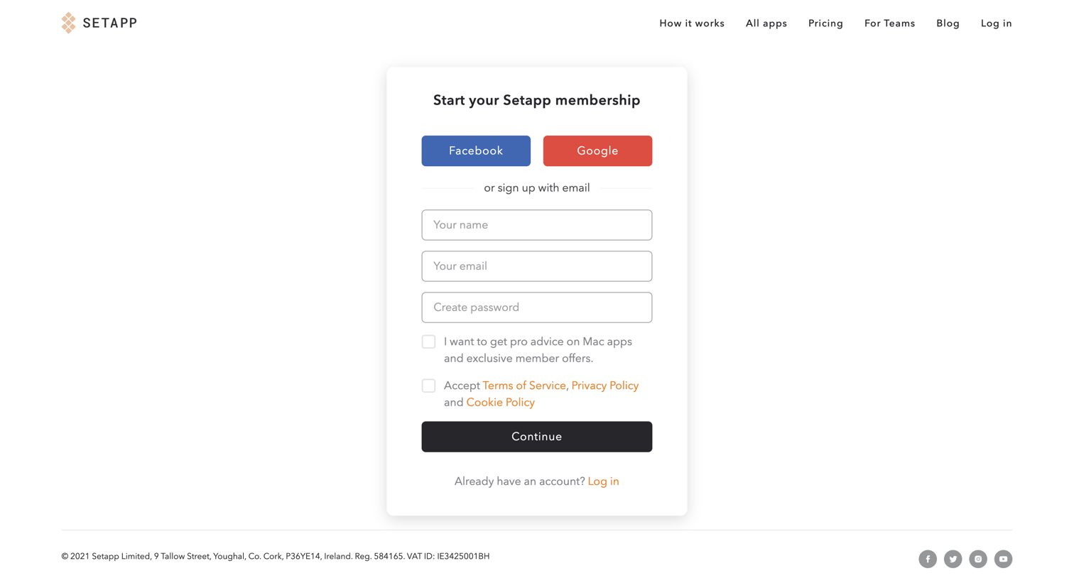 Setapp - Setapp | Personal User Account screen