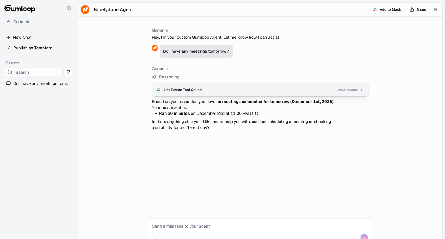 Gumloop - Gumloop | Agent screen