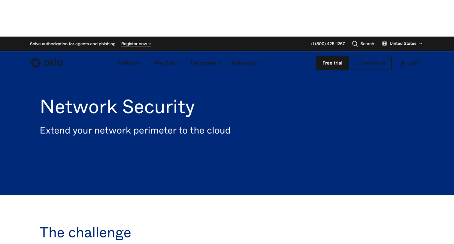 Okta - Network Security screen