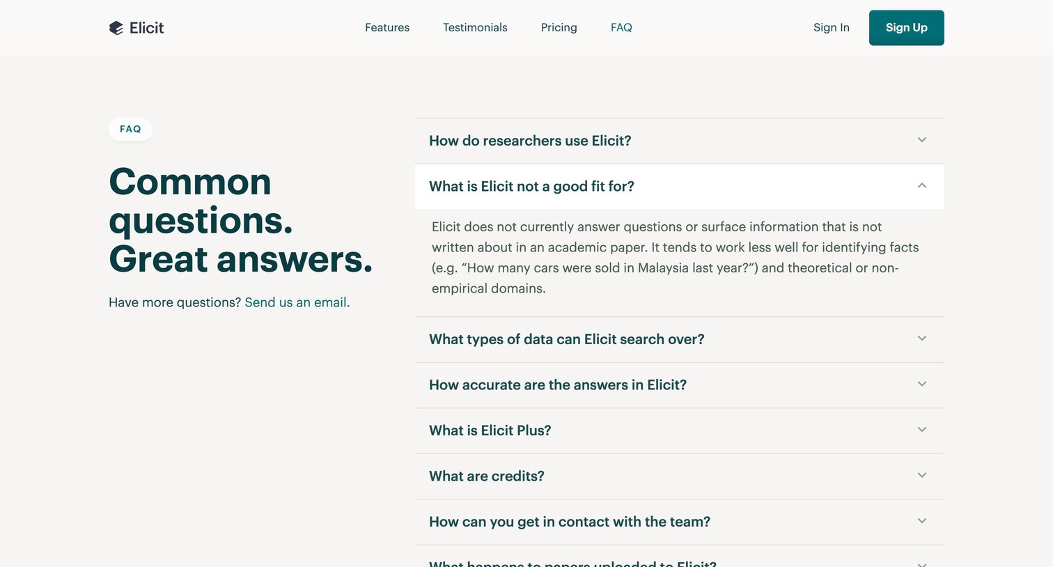 Elicit - Elicit - Analyze research papers at superhuman speed screen