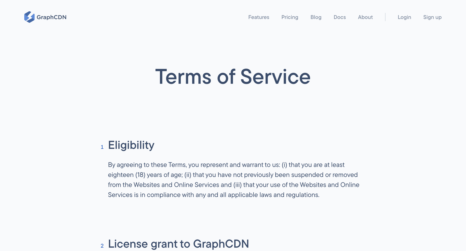 GraphCDN - Terms of Service – GraphCDN screen