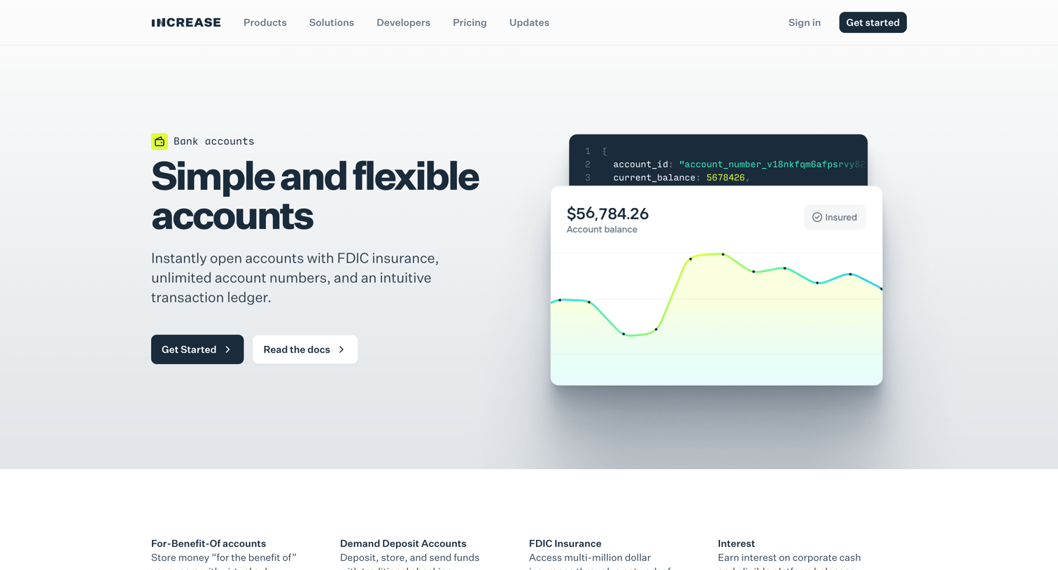 Increase - Bank Accounts — Increase screen