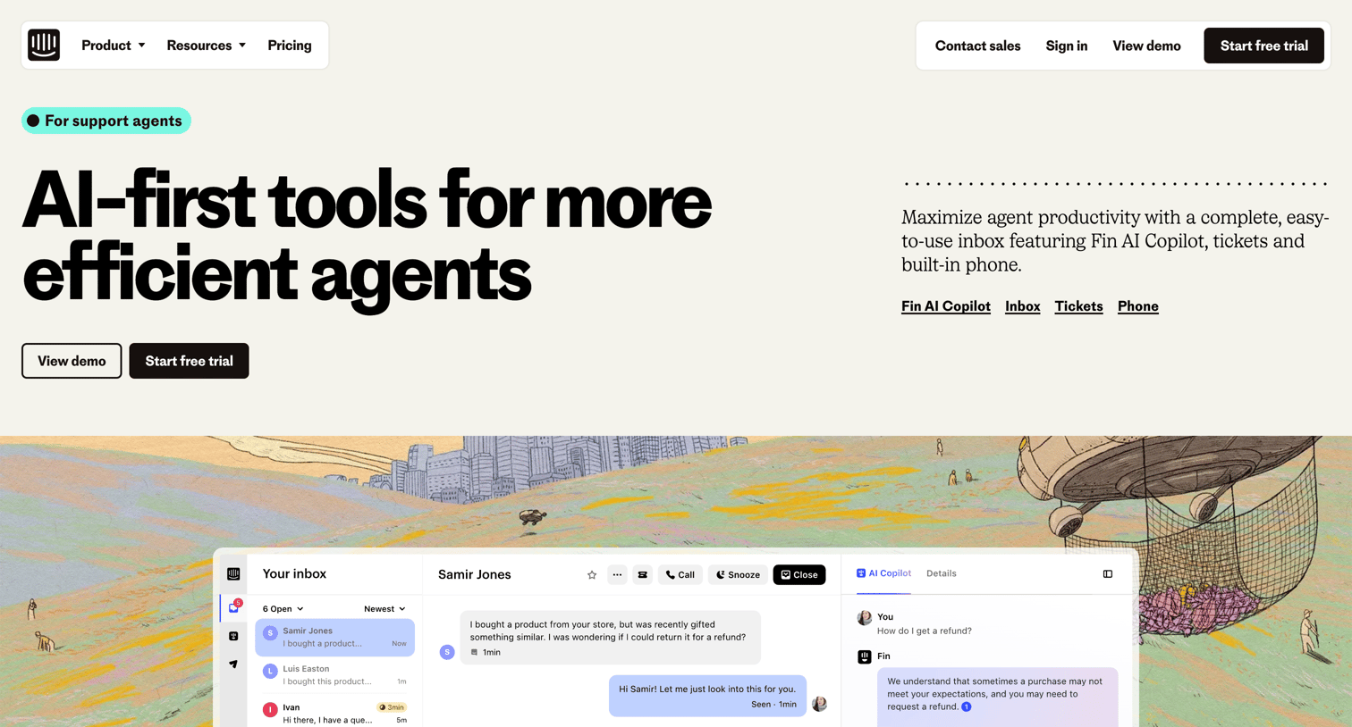 Intercom - Empower customer support agents with AI first tools | Intercom screen