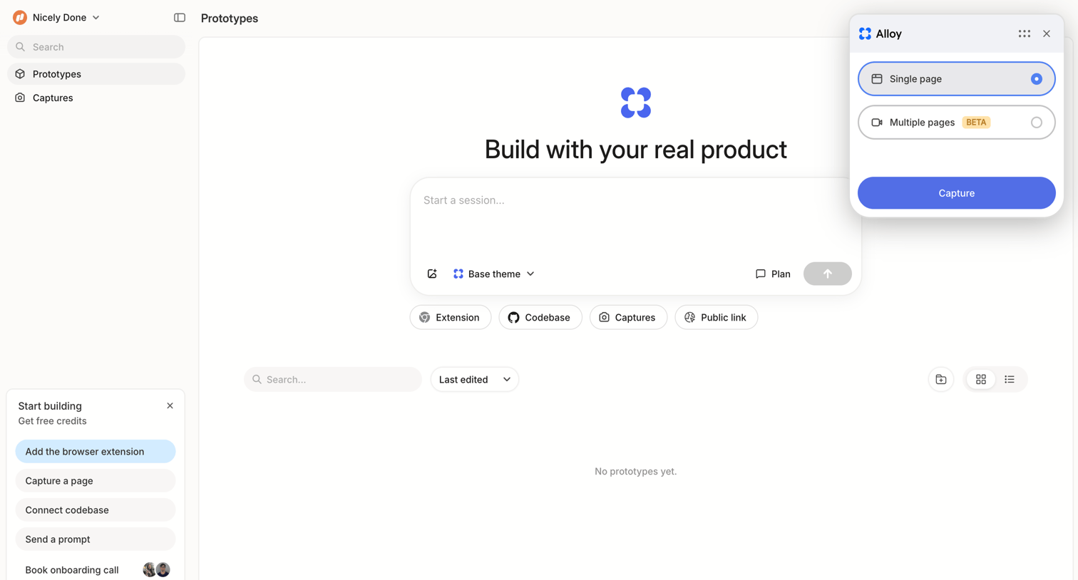 Alloy - Prototypes screen