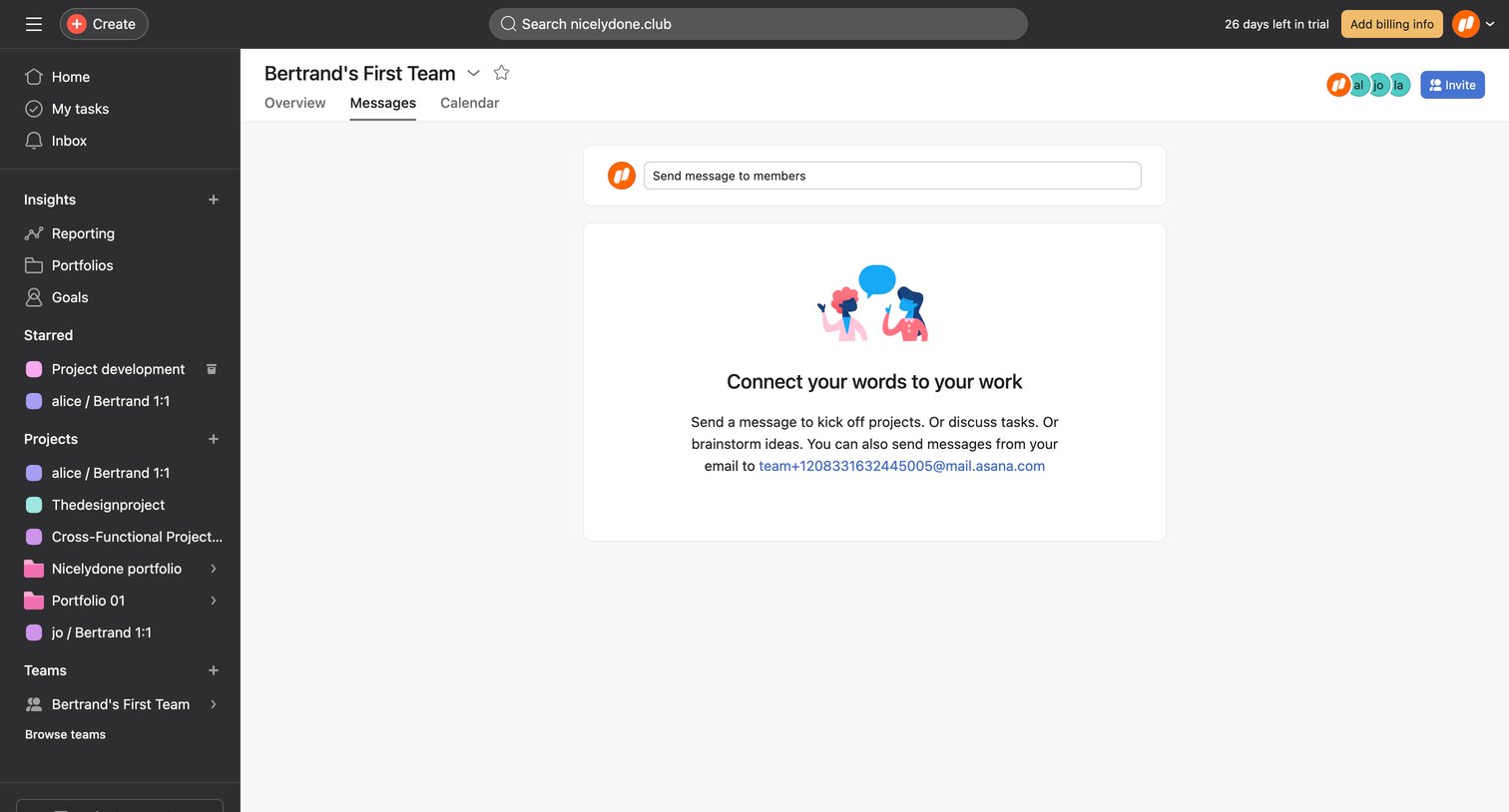 Asana - Bertrands First Team Team - Asana screen